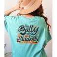 I'm Batty About My Students Watercolor Bat Teacher Halloween Women's Comfort Colors T-Shirt Back Print Chalky Mint