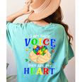 I Am Their Voice They Are My Heart Autism Awareness Teacher Women's Comfort Colors T-Shirt Back Print Chalky Mint