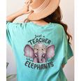 Just a Teacher Who Loves Elephants Elephant Lover Educator Women's Comfort Colors T-Shirt Back Print Chalky Mint