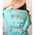 Kindergarten Where The Adventure Begins Shirt Children's Teacher Women's Comfort Colors T-Shirt Back Print Chalky Mint Kindergarten Where The Adventure Begins Shirt Children's Teacher Women's Comfort Colors T-Shirt Back Print Chalky Mint