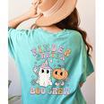 Kindergarten Boo Crew Halloween Floral Ghost Kinder Teacher Women's Comfort Colors T-Shirt Back Print Chalky Mint