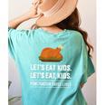 Let's Eat Kids Grammar For Thanksgiving Teacher Women's Comfort Colors T-Shirt Back Print Chalky Mint