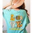 LOVE Kindergarten Pumpkin Teacher Student Halloween Costume Women's Comfort Colors T-Shirt Back Print Chalky Mint