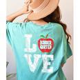 LOVE Kindergarten Teacher Student School Apple Women's Comfort Colors T-Shirt Back Print Chalky Mint