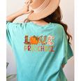 Love Preschool Happy Fall Thanksgiving Women Teacher Women's Comfort Colors T-Shirt Back Print Chalky Mint Love Preschool Happy Fall Thanksgiving Women Teacher Women's Comfort Colors T-Shirt Back Print Chalky Mint