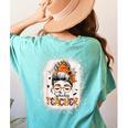 Messy Bun Spooky Teacher Bleached Halloween Teachers Women's Comfort Colors T-Shirt Back Print Chalky Mint Messy Bun Spooky Teacher Bleached Halloween Teachers Women's Comfort Colors T-Shirt Back Print Chalky Mint