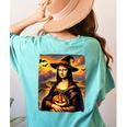 Mona Lisa Pumpkin Halloween Art Teacher Witchy Women Kids Women's Comfort Colors T-Shirt Back Print Chalky Mint Mona Lisa Pumpkin Halloween Art Teacher Witchy Women Kids Women's Comfort Colors T-Shirt Back Print Chalky Mint