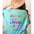 Monster ABC Cute Alphabet Halloween Teacher Costume Kids Women's Comfort Colors T-Shirt Back Print Chalky Mint