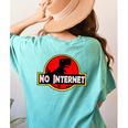 Nerdy No Internet Dinosaur Computer Science Teacher Women's Comfort Colors T-Shirt Back Print Chalky Mint