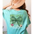 One Lucky Teacher Coquette Bow St Patricks Day Teacher Women's Comfort Colors T-Shirt Back Print Chalky Mint One Lucky Teacher Coquette Bow St Patricks Day Teacher Women's Comfort Colors T-Shirt Back Print Chalky Mint