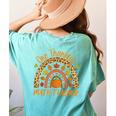 One Thankful Math Teacher Thanksgiving Autumn Fall Rainbow Women's Comfort Colors T-Shirt Back Print Chalky Mint