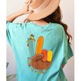 One Thankful Teacher Thanksgiving Turkey Peace Hand Sign Women's Comfort Colors T-Shirt Back Print Chalky Mint