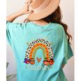 One Thankful Teacher Thanksgiving Turkey Rainbow Fall Women's Comfort Colors T-Shirt Back Print Chalky Mint One Thankful Teacher Thanksgiving Turkey Rainbow Fall Women's Comfort Colors T-Shirt Back Print Chalky Mint