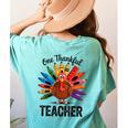 One Thankful Teacher Thanksgiving TurkeyCute Pencil Women's Comfort Colors T-Shirt Back Print Chalky Mint One Thankful Teacher Thanksgiving TurkeyCute Pencil Women's Comfort Colors T-Shirt Back Print Chalky Mint