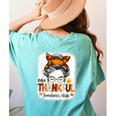 One Thankful Teacher's Aide Messy Bun Thanksgiving Fall Women's Comfort Colors T-Shirt Back Print Chalky Mint