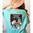 Overworked Underpaid Always Grading Teacher Women's Comfort Colors T-Shirt Back Print Chalky Mint
