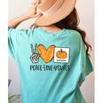 Peace Love Visuals Sped Teacher Pumpkin Skeleton Halloween Women's Comfort Colors T-Shirt Back Print Chalky Mint