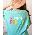 Pre-k Team Pencil Teacher Student Back To School Girls Women's Comfort Colors T-Shirt Back Print Chalky Mint