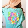 Preppy First Grade Back To School 1st Grade Teacher Girl Kid Women's Comfort Colors T-Shirt Back Print Chalky Mint Preppy First Grade Back To School 1st Grade Teacher Girl Kid Women's Comfort Colors T-Shirt Back Print Chalky Mint
