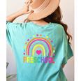 Preschool Rainbow Girls Boys Kids Teacher Back To School Women's Comfort Colors T-Shirt Back Print Chalky Mint