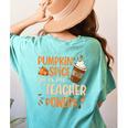 Pumpkin Spice Gives Me Teacher Powers Fall Thanksgiving Men Women Women's Comfort Colors T-Shirt Back Print Chalky Mint