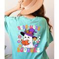 Read More Books Ghost Reading Book Teacher Halloween Women's Comfort Colors T-Shirt Back Print Chalky Mint