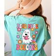 Read More Books Groovy Halloween Teacher Women Women's Comfort Colors T-Shirt Back Print Chalky Mint