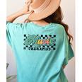 Retro Checkered Music Therapist Squad Music Therapy Teacher For Men Women Women's Comfort Colors T-Shirt Back Print Chalky Mint