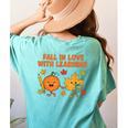 Retro Fall In Love With Learning Autumn Pumpkin Teacher Women's Comfort Colors T-Shirt Back Print Chalky Mint Retro Fall In Love With Learning Autumn Pumpkin Teacher Women's Comfort Colors T-Shirt Back Print Chalky Mint