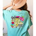 Retro First Grade Teacher Disco Ball Coquette Back To School Women's Comfort Colors T-Shirt Back Print Chalky Mint