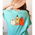 Retro Pencil Ghost Boo Spooky Teacher Halloween Costume Women's Comfort Colors T-Shirt Back Print Chalky Mint