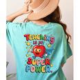 Retro Teaching Is My Superpower Apple Teacher Appreciation Women's Comfort Colors T-Shirt Back Print Chalky Mint Retro Teaching Is My Superpower Apple Teacher Appreciation Women's Comfort Colors T-Shirt Back Print Chalky Mint