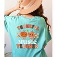 Retro Thankful Music Teacher Pumpkin Fall Thanksgiving Women's Comfort Colors T-Shirt Back Print Chalky Mint Retro Thankful Music Teacher Pumpkin Fall Thanksgiving Women's Comfort Colors T-Shirt Back Print Chalky Mint