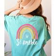 Sé Amable Spanish Bilingual Teacher Be Kind Boho Rainbow Women's Comfort Colors T-Shirt Back Print Chalky Mint