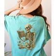 Skeleton Book Floral Skull Halloween Teacher Costume Women's Comfort Colors T-Shirt Back Print Chalky Mint Skeleton Book Floral Skull Halloween Teacher Costume Women's Comfort Colors T-Shirt Back Print Chalky Mint