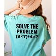 Solve The Problem 9×74 Math Teacher Women's Comfort Colors T-Shirt Back Print Chalky Mint