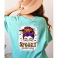 Spooky Paraprofessional Life Halloween Messy Bun Teacher For Men Women Women's Comfort Colors T-Shirt Back Print Chalky Mint