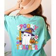 Spooky Teacher Ghost Pencil Teach Halloween Teacher Women's Comfort Colors T-Shirt Back Print Chalky Mint