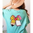 Student Teacher Coquette Bow Pencil Back To School First Day Women's Comfort Colors T-Shirt Back Print Chalky Mint