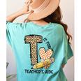 T Is For Teacher’s Aide Back To First Day Of School Leopard Men Women Girls Kids Women's Comfort Colors T-Shirt Back Print Chalky Mint