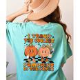 I Teach The Coolest Pumpkins In The Patch Teacher Halloween Women's Comfort Colors T-Shirt Back Print Chalky Mint