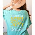 I Teach The Cutest Bees In The Beehive Teacher Women's Comfort Colors T-Shirt Back Print Chalky Mint