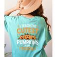 I Teach The Cutest Pumpkins In The Patch Halloween Teacher Women's Comfort Colors T-Shirt Back Print Chalky Mint I Teach The Cutest Pumpkins In The Patch Halloween Teacher Women's Comfort Colors T-Shirt Back Print Chalky Mint
