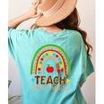 Teach Love Inspire Rainbow Leopard Cheetah Print Teacher Women's Comfort Colors T-Shirt Back Print Chalky Mint