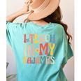 I Teach In My Pajamas Retro Groovy Teacher Humor Women's Comfort Colors T-Shirt Back Print Chalky Mint