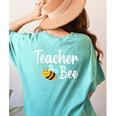Teacher Bee Bumblebee Back To School Women's Comfort Colors T-Shirt Back Print Chalky Mint Teacher Bee Bumblebee Back To School Women's Comfort Colors T-Shirt Back Print Chalky Mint