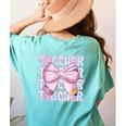 Teacher Bow Pencil Flowers Teacher Back To School Women's Comfort Colors T-Shirt Back Print Chalky Mint