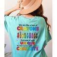 Teacher We Are Like a Box Of Crayons Back To School Women's Comfort Colors T-Shirt Back Print Chalky Mint Teacher We Are Like a Box Of Crayons Back To School Women's Comfort Colors T-Shirt Back Print Chalky Mint