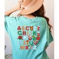 Teacher Christmas Alphabet Back To School Holiday Learning Women's Comfort Colors T-Shirt Back Print Chalky Mint Teacher Christmas Alphabet Back To School Holiday Learning Women's Comfort Colors T-Shirt Back Print Chalky Mint