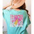 Teacher Pencil Back To School Groovy Pink Teacher First Day Women's Comfort Colors T-Shirt Back Print Chalky Mint Teacher Pencil Back To School Groovy Pink Teacher First Day Women's Comfort Colors T-Shirt Back Print Chalky Mint